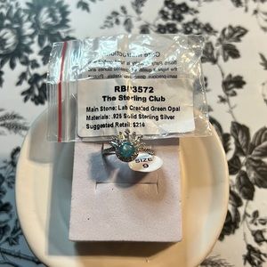 RBP3572 Sterling Club LC Green Opal .925 Solid Sterling Silver Ring